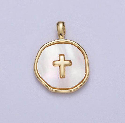 Pearl Cross Charm