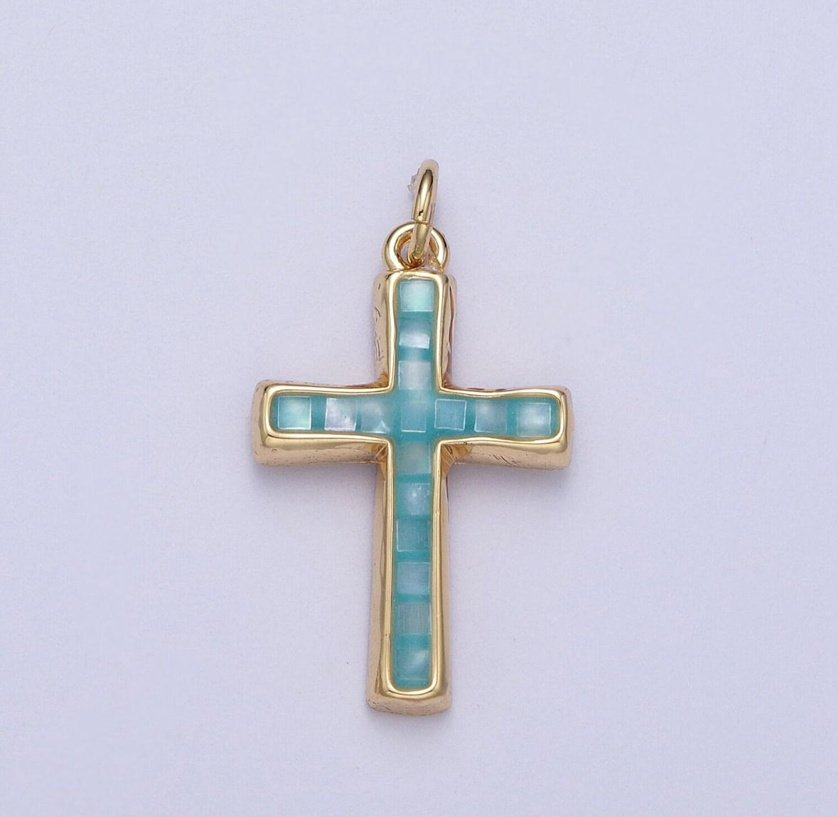 Cross Charm Teal
