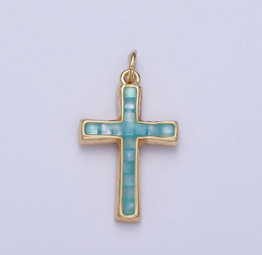 Cross Charm Teal