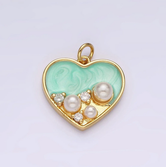 Pearl Heart Charm